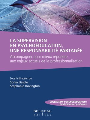 cover image of La supervision en psychoéducation, une responsabilité partagée